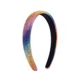 Dettaglio del cerchietto bombato largo con strass arcobaleno sfumati e fodera antiscivolo - Colorato