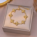 Byzantijnse Romeinse stijl 18K vergulde roestvrijstalen ketting met kruisjes voor dames - Armband / Goud