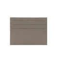 Detail shot of grey pebbled leather card holder featuring three precision-stitched card slots - Light Khaki