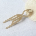 Light brown U-shaped resin hair pin with gold glitter accent on a minimalist background - 9cm Fishtail Double Prong (Labeled Apricot) / 9cm U-Shaped Hair Fork / Apricot