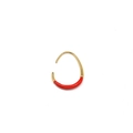 Detailed macro view of 18K gold U-shaped earring featuring vibrant red enamel inlay - 24*18mm / Half Wrap Style / Red