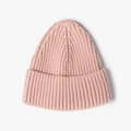 Pink rib-knit cuffed beanie hat made of thick warm fabric for autumn and winter - One Size / Pink