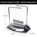 Z-shaped stainless steel Newton's cradle with 5 metal balls on a curved mirror base - Z-shaped Smooth-surface Billiard Ball (non-perpetual Motion) ♢ / Original Packaging ♢