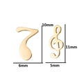 Gold asymmetric musical note stud earrings featuring treble clef and eighth note designs - Gold