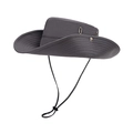 Dark grey quick-dry outdoor bucket hat with wide brim, metal vents and adjustable wind cord - Adjustable / Gray
