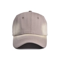 Detail of a vintage-style six-panel baseball cap showing tie-dye gradient and stitching - Khaki