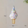 Christmas ice cream cone ornament with white snowball and colorful beads, 14cm hanging decor - Ice Cream Cone