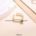 Detail view of 18K gold plated ring with emerald cut green zircon and size dimensions - Green