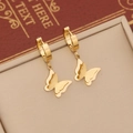 Pendientes de mariposa dorados con acabado mate y colgante de doble capa para mujer - Pendientes / Dorado
