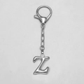 Polished silver metal letter Z keychain with heavy duty lobster clasp attachment - Letter Z