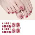 Waterproof glitter gel toenail stickers in burgundy and champagne gold crystal finish - Red Pink Glitter Rhinestone Style (J23-10) / 10.8*5.8cm
