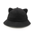 Texture dettagliata del cappello a secchiello in twill nero con orecchie di gatto carine - M / Nero