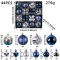 44-teiliges Set Weihnachtsbaumkugeln in Blau und Silber mit verschiedenen Texturen und Sternen - 44-teiliges Set / Blau & Silber