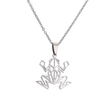 Minimalist silver stainless steel hollow frog pendant necklace with geometric origami style - Silver-Frog / 45+5cm