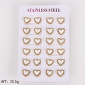 Set of 12 pairs of heart-shaped stainless steel stud earrings with white mother of pearl finish - Medium (11*10mm) / White Shell