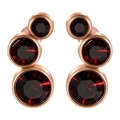 Boucles d'oreilles 16G en acier rose doré avec trois cristaux rouge foncé par paire - 16G-6mm-Oreille Gauche / Base Or Rose - Zircon Rouge