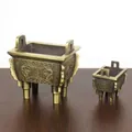 Juego de incensarios antiguos chinos de bronce con relieve de dragón y cuatro patas fijas - Dingqing Ancient De Gran Tamaño (390 G)
