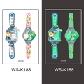 Luminous cartoon watch tattoo stickers for kids featuring pilot dog and dolphin patterns - Luminous Watch Style (WS-K188)