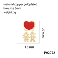18K gold plated copper boy girl pendant with red heart and sparkling rhinestones - Red Heart Boy Girl
