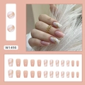 Set mit 24 rosa Ballerina-Kunstnägeln mit goldenem Glitzer-Marmor-Streifendesign - Rosa Marmor Goldglitzer-Stil (W1498)