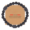Detail of matte black stone bead bracelet with lava rock on brown gift message card - To My Dad