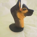 Handcrafted German Shepherd wooden glasses stand with hand-painted finish on black base - German Shepherd