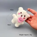 Dettaglio portachiavi orsetto di peluche bianco 12cm con cuore rosa e catena a sfere - Piccolo Orso con Zainetto Versione Semplice Bianco Sporco
