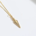 Chic gold chain necklace with a sparkling arrow pendant encrusted with white zircon stones - Arrow Style