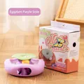 Electric rotating butterfly cat toy in purple finish with feather and box packaging - Eggplant Purple