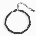 Pulsera de eslabones geométricos en acero inoxidable negro con cierre de mosquetón - 3mm x 18cm+5cm / Color gunmetal
