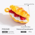 Pendentif sandwich croissant en alliage jaune et rouge avec dimensions détaillées - Sandwich Croissant/Jaune