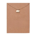 Rose gold elephant pendant necklace displayed on a brown Good Luck card packaging - Rose Gold Elephant Pendant Necklace (NC18Y0037-2)