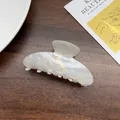 Elegant pearlescent acetate hair claw clip with colorful iridescent finish for women - Small Semi-circular Off-white