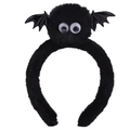Close-up of black plush bat headband with spring antennae and big eyes for Halloween party - 58# Black Hairball Bat