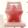 Soft pink star shaped plush decorative pillow on a chair for modern home decor - Rose Red Star