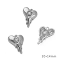 Y2K silver heart pendant with crystal gem, multiple views, 20x14mm DIY accessory - AB Rhinestone Melting Heart Silver