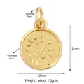 Golden round 12mm tree branch texture charm with micro-pave zircon detail - Gold Round Palm Charm