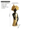 Statue élégante de déesse africaine en résine avec tête de rose dorée et robe - Petite Taille - Style B