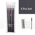 Set of 5 waterproof peel-off eyebrow pencils in 06 grey with grooming kit and stencils - 5pcs Set (Inc. Knife/Card/Brush) / 06# Grey