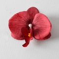 Artificial red orchid flower head with silk texture for DIY hair clips and wedding decor - Silk Big Red (Small)