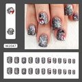 Uñas postizas de Navidad con muñeco de nieve, purpurina plateada y copos de nieve 24 piezas - Muñeco de Nieve Elfo (Estilo Pegamento)