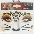 Autocollant visage léopard pour déguisement Halloween, maquillage pailleté 12,8x12cm - Stickers de Visage Thème Imprimé Léopard