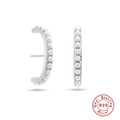 Elegant 925 sterling silver C-shaped hoop earrings with a row of small round pearls - C-Shaped Pearl Style