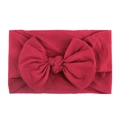 Soft nylon baby headband with a large dark red ribbed knit bow for infants - Wine Red