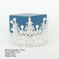 Elegant silver baroque crown with white pearls and rhinestones for bridal hairstyle - Alloy Round Silver 014