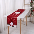 Camino de mesa navideño rojo con gnomo, copos de nieve y texto de Merry Christmas - Rojo - Un Solo Gnomo Camino de Mesa