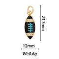 Detailed dimensions of 18k gold plated rugby pendant with enamel and zircon inlay - Rugby Ball