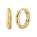 Minimalist S925 sterling silver geometric hoop earrings with polished golden finish - Gold Geometric Huggie (APE91-G)