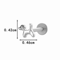Polished silver puppy-shaped labret stud earring measuring 0.42cm by 0.46cm - Dog Shape (T2525-1#) / Silver