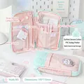 Rosa und minzgrüne Mehrfachtasche für Schreibwaren mit transparentem PVC-Sichtfenster - Grün Rosa-Erdbeer-Joghurt